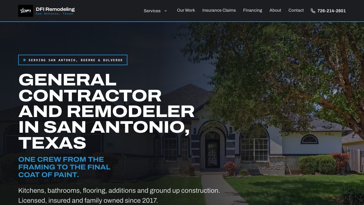 DFI Remodeling, family owned general contractor and remodeler in San Antonio, TX