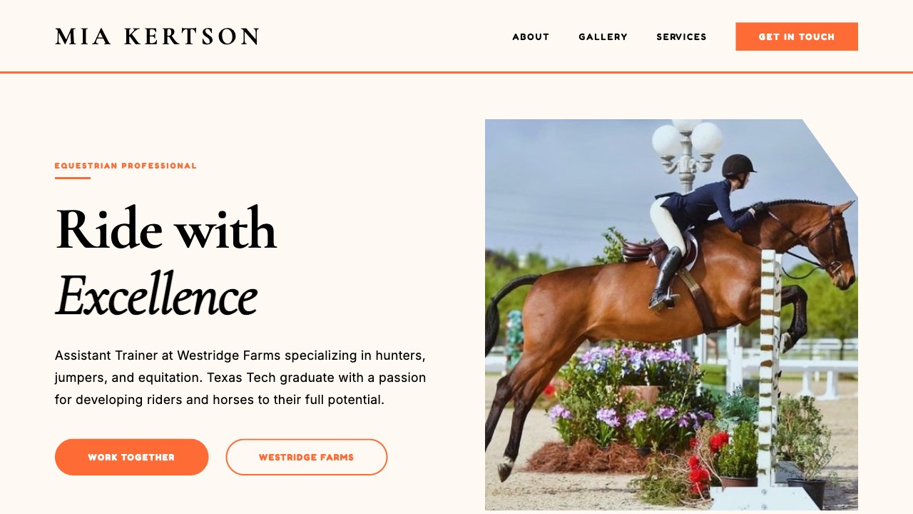 Mia Kertson — Equestrian professional portfolio site